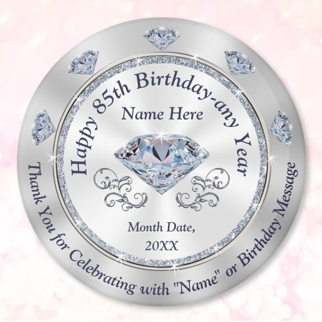 Personalized, 85th Birthday Party Favor Ideas,  Magnet (Personalized, 85th birthday party favors. 85th birthday party ideas for grandma, mom or loved ones.)