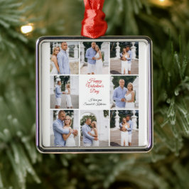 Personalized 8 Photo Collage Valentine's Day Metal Julgransprydnad Metall