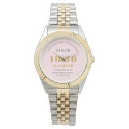 Personalized 90th Birthday Chic Pink Gold Woman's Armbandsur