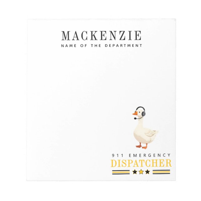 Personalized 911 Dispatcher Goose With Headset Anteckningsblock (Framsida)