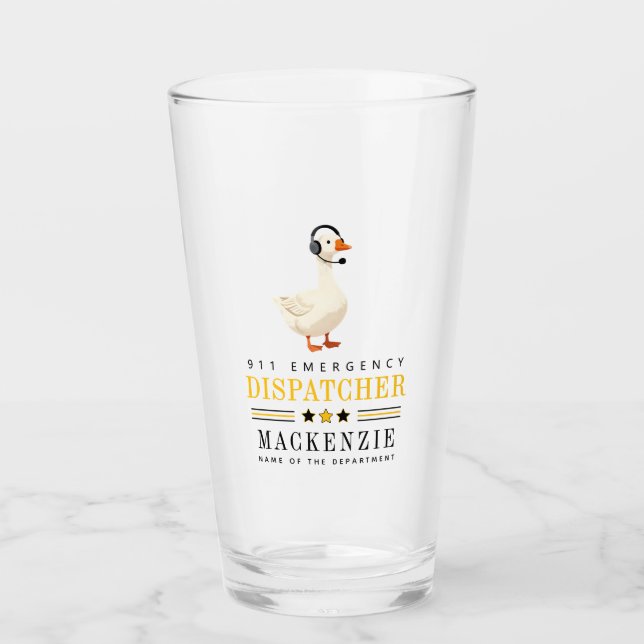Personalized 911 Dispatcher Goose With Headset Glaskopp (Framsida)