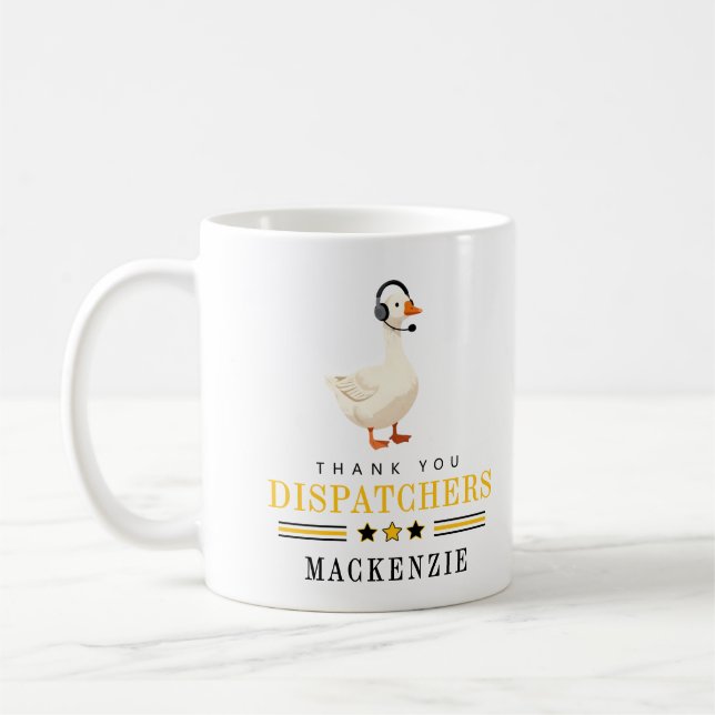 Personalized 911 Dispatcher Goose With Headset  Kaffemugg (Vänster)