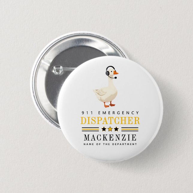 Personalized 911 Dispatcher Goose With Headset Knapp (Framsida & baksida)