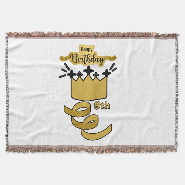  Personalized 9th Birthday King Crown Design Filt (Framsidan)