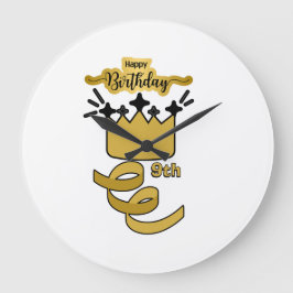 Personalized 9th Birthday King Crown Design Stor Klocka