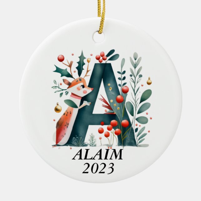 Personalized "A" Initial Christmas Ornament (Framsidan)