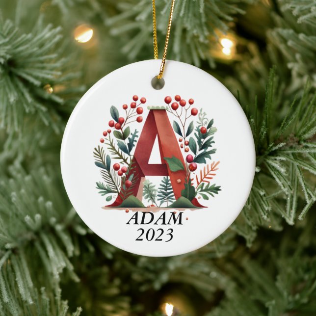 Personalized "A" Initial Christmas Ornament (Träd)
