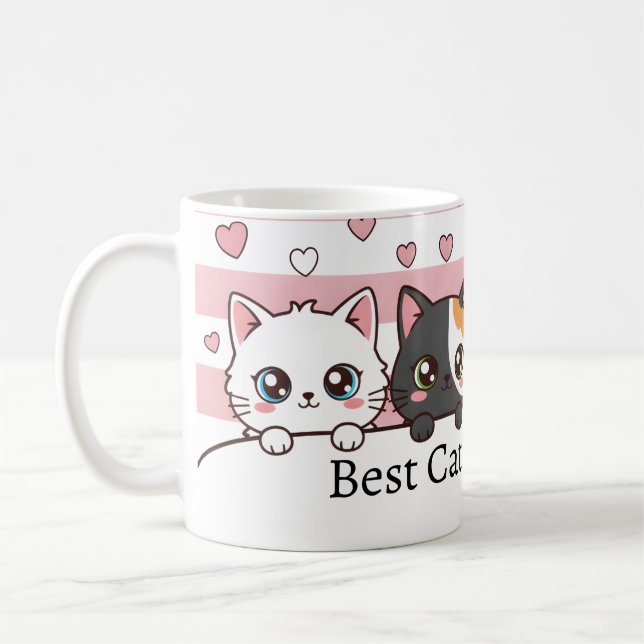 Personalized Adorable Cartoon Cat Coffee Cup Kaffemugg (Vänster)
