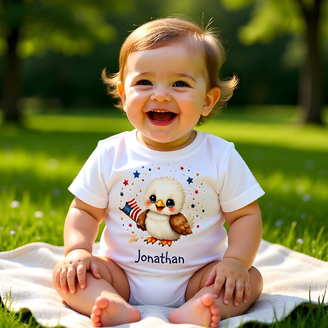 Personalized Adorable Eagle Patriotic Baby  T Shirt (Skapare uppladdad)