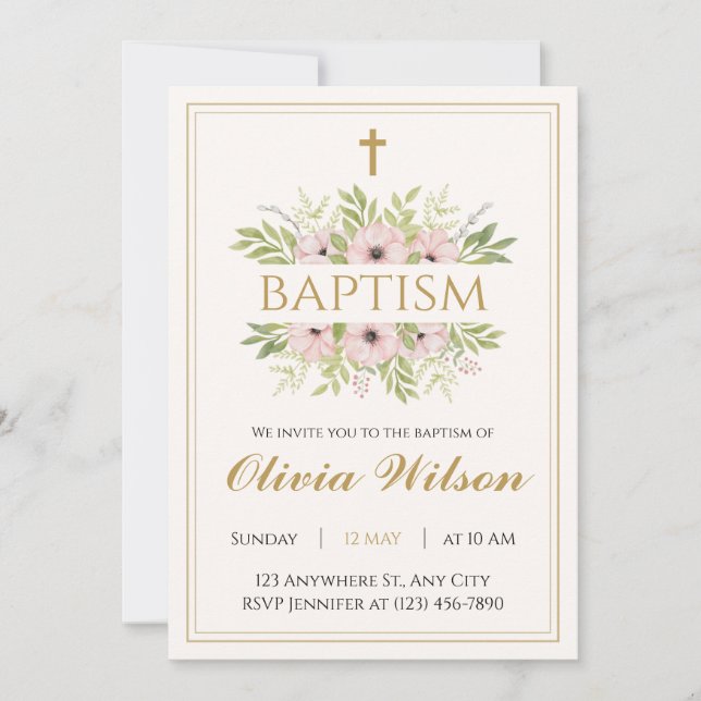 Personalized Adult Baptism Invitation Inbjudningar (Framsida)