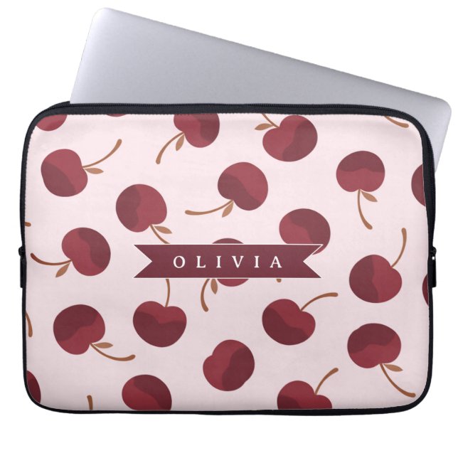 Personalized Aesthetic Cherry Pattern Name Gift Laptop Fodral (Framsidan)