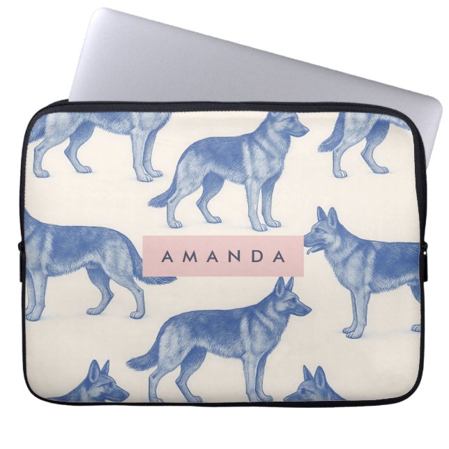 Personalized Aesthetic German Shepherd Pattern Laptop Fodral (Framsidan)