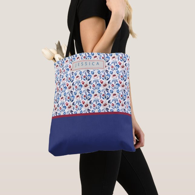 Personalized Aesthetic Patriotic Wildflowers Tygkasse (Närbild)
