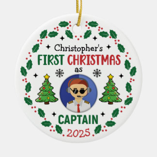 Personalized Airline Captain Custom Name Christmas Julgransprydnad Keramik