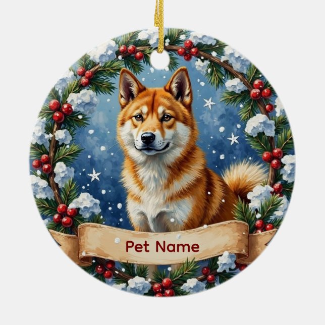 Personalized Akita Christmas Julgransprydnad Keramik (Baksidan)