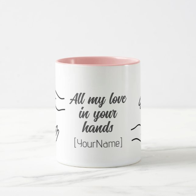Personalized All My Love Hands Heart Mug Mugg (Center)