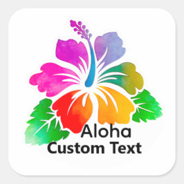 Personalized Aloha Hibiscus Tropical Flower Fyrkantigt Klistermärke