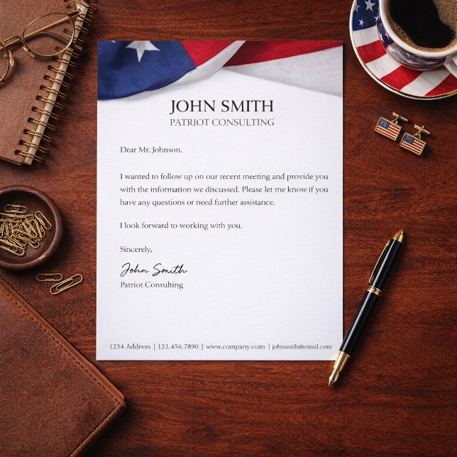 Personalized American Flag Company Name Business  Brevhuvud (Skapare uppladdad)