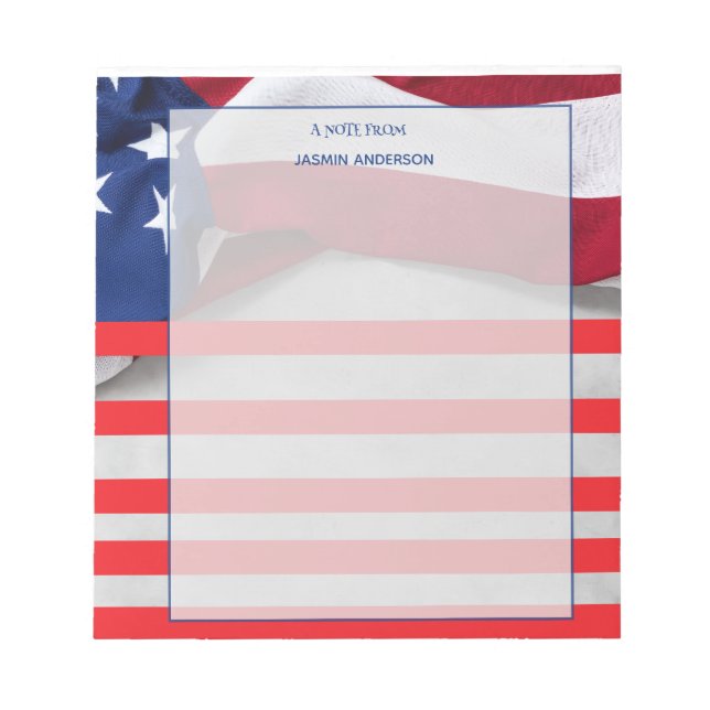 Personalized American Flag Patriotic USA  Anteckningsblock (Framsida)