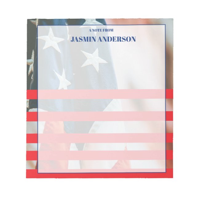 Personalized American Flag Patriotic USA  Anteckningsblock (Framsida)