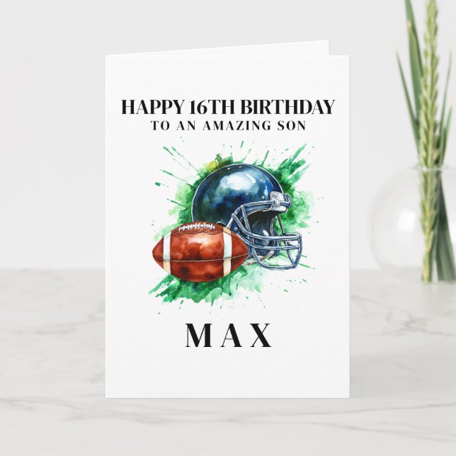 Personalized American Football Birthday Card Tack Kort (Framsida)