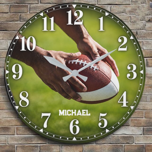 Personalized American Football Custom Name Stor Klocka (Skapare uppladdad)