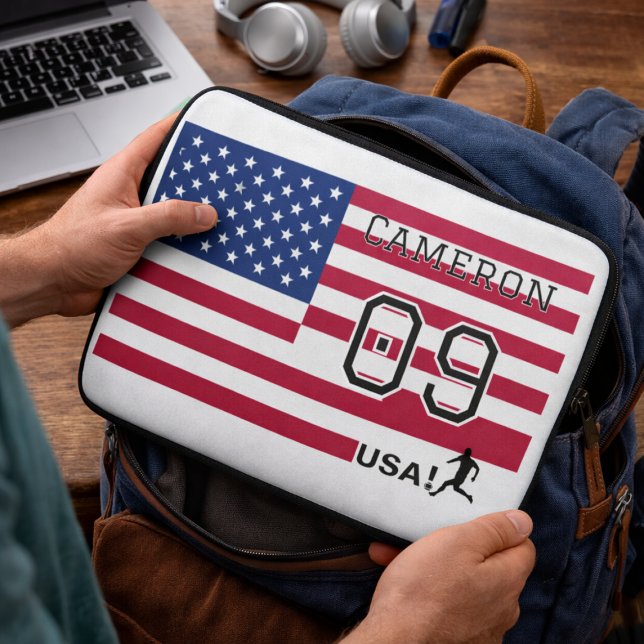 Personalized American Soccer Athlete Patriotic  Laptop Fodral (Skapare uppladdad)