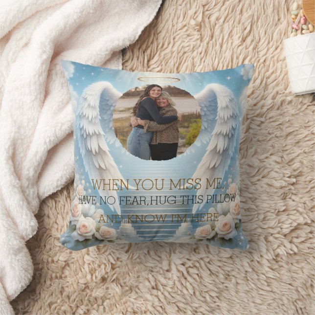 Personalized Angel Memorial Pillow with Photo Kudde (Filt)