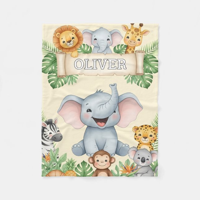 Personalized Animal Blanket with Name Fleecefilt (Framsidan)