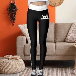 Personalized Animal Pet Cat Black White Stripes Leggings