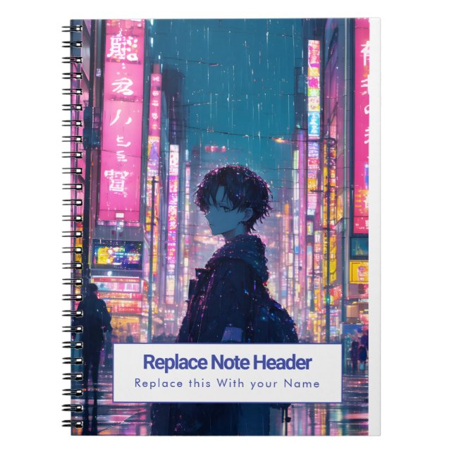 Personalized Anime Themed Notebook Anteckningsbok (Framsidan)