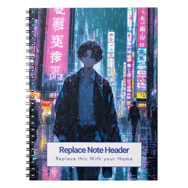 Personalized Anime Themed Notebook Anteckningsbok (Framsidan)