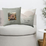 Personalized Anniversary Photo Keepsake Kudde<br><div class="desc">This earth tone personalizable photo pillow is perfect for anniversary, newlyweds, and engagement gifts. To make this your own, select the "personalize this template" and type in your personal information and add your photo. The coordinating personalized watercolor pillow can be found at the following link: https://www.zazzle.com/script_boho_watercolor_mountain_keepsake_pillow-256750056913582771 If you have questions...</div>