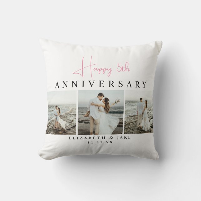 Personalized Anniversary Photo Pillow for Couples Kudde (Framsida)