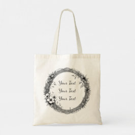 Personalized Antique Floral Sketch Tote Tygkasse