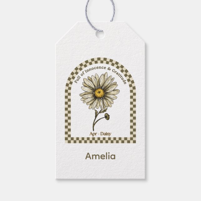 Personalized April Birth Month Flower Presentetikett (Framsidan)