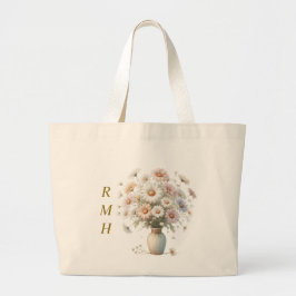 Personalized April Daisy Tote Bag Jumbo Tygkasse