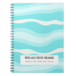 Personalized Aqua and White Wave Patterned  Anteckningsbok