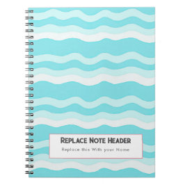 Personalized Aqua and White Wave Patterned  Anteckningsbok