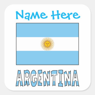 Personalized Argentina Flag Square Label Fyrkantigt Klistermärke