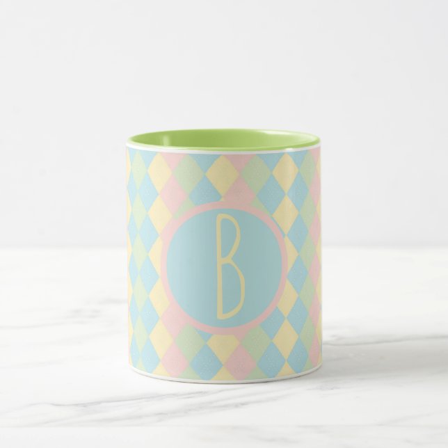 Personalized Argyle spring pastel colored pattern Mugg (Center)