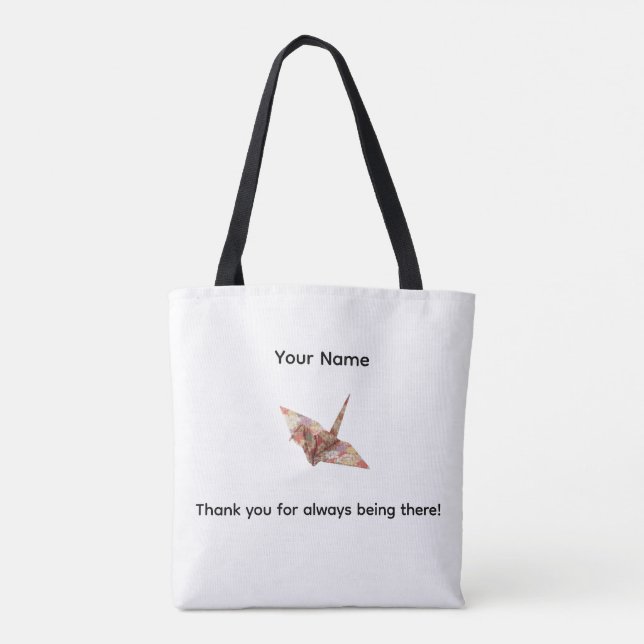 Personalized Arigatou Tote Bag | Custom Name & Mes Tygkasse (Baksida)