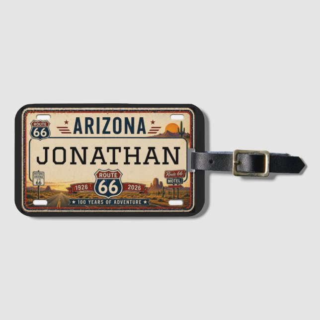 Personalized Arizona Route 66 Design Bagagebricka (Framsida horisontal)