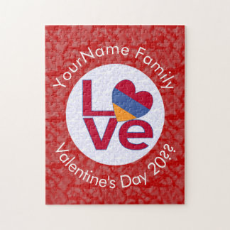 Personalized Armenian Red Letters LOVE Flag Pussel