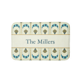 Personalized Art Deco Teal & Gold Geometric Badrumsmatta