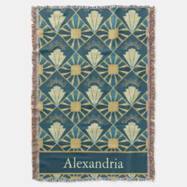 Personalized Art Deco Teal & Gold Geometric Name  Filt