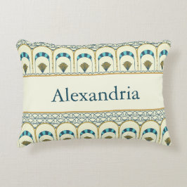 Personalized Art Deco Teal & Gold Geometric Prydnadskudde