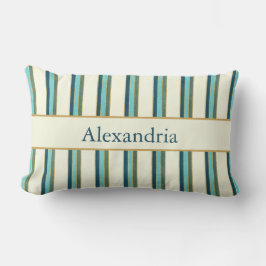 Personalized Art Deco Teal & Gold Stripes Lumbarkudde