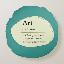 Personalized Art Dictionary Style Teal Pillow Rund Kudde