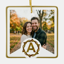 Personalized Artisan Monogram A | Wood Frame Julgransprydnad Keramik